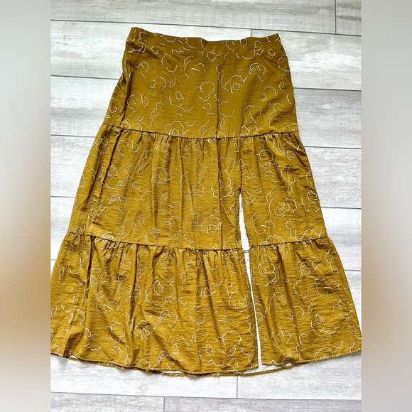 Nine West Tiered Maxi Skirt Mustard - Picture 2 of 6